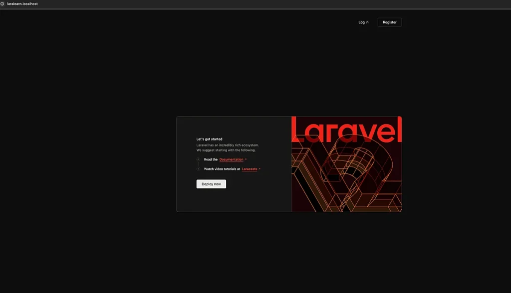 Скріншот стартової сторінки Laravel на macOs