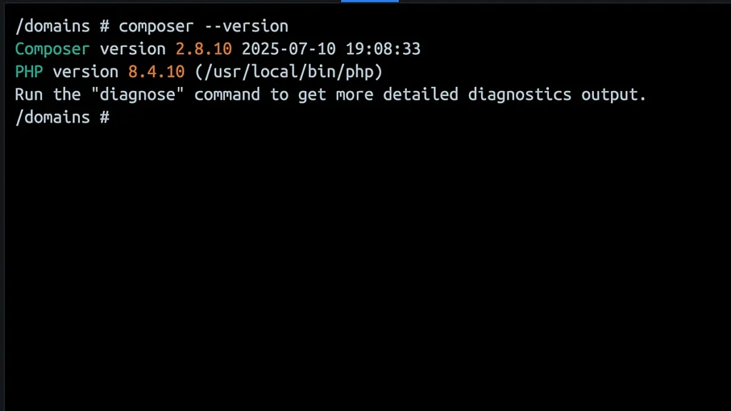 Скріншот терміналу з командою composer --version